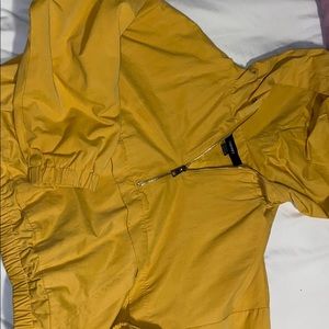 Crop yellow pullover jacket with hood